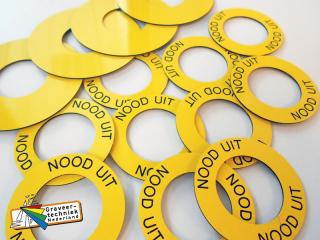 Ronde kunststof ringen bv met noodstop graveren